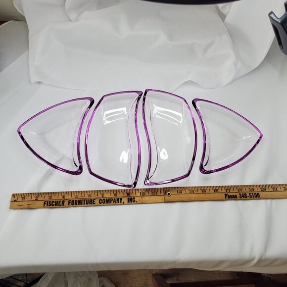 Michelangelo Luigi Bormioli Color Palette 4 Pc Purple Glass Serving Dish Italy - Picture 7 of 10
